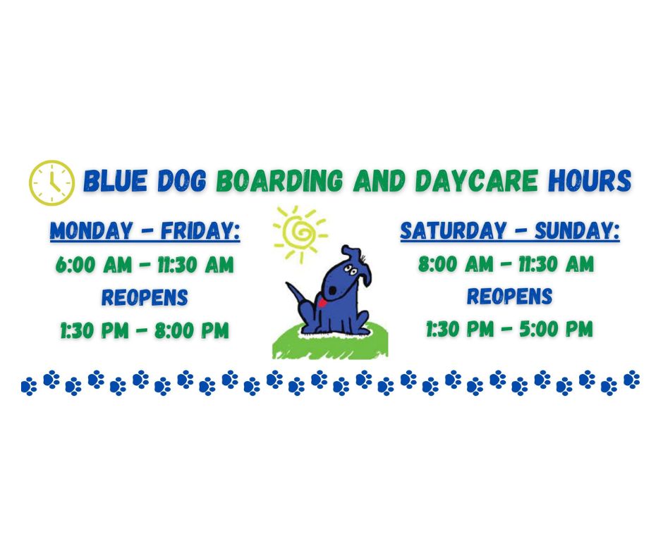 Business Hours for Blue Dog Boarding and Daycare