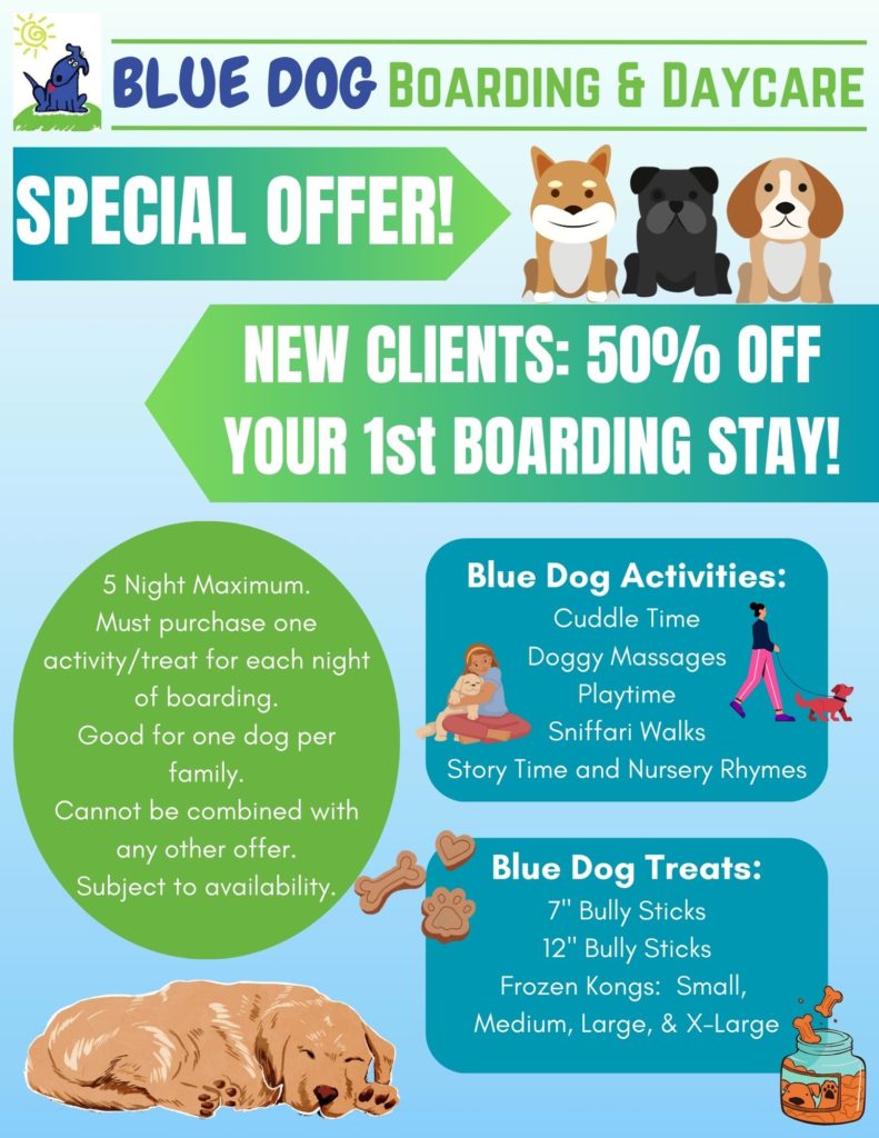 Blue Dog Boarding Special for New Clients